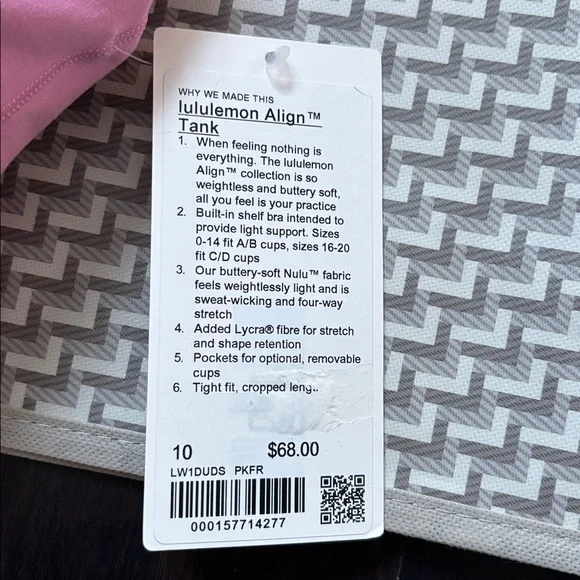 LULULEMON ALIGN TANK IN PINK FROSTING SZ 6 ,10 NWT - Picture 8 of 10